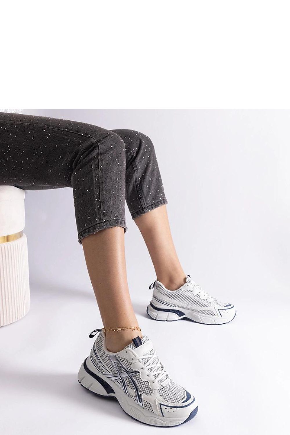 blue lace sneakers front view