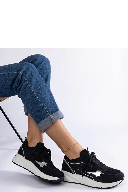 black lace sneakers front view