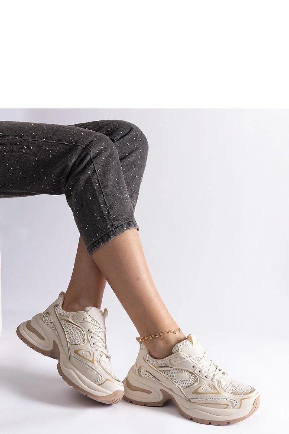beige lace sneakers alternate angle