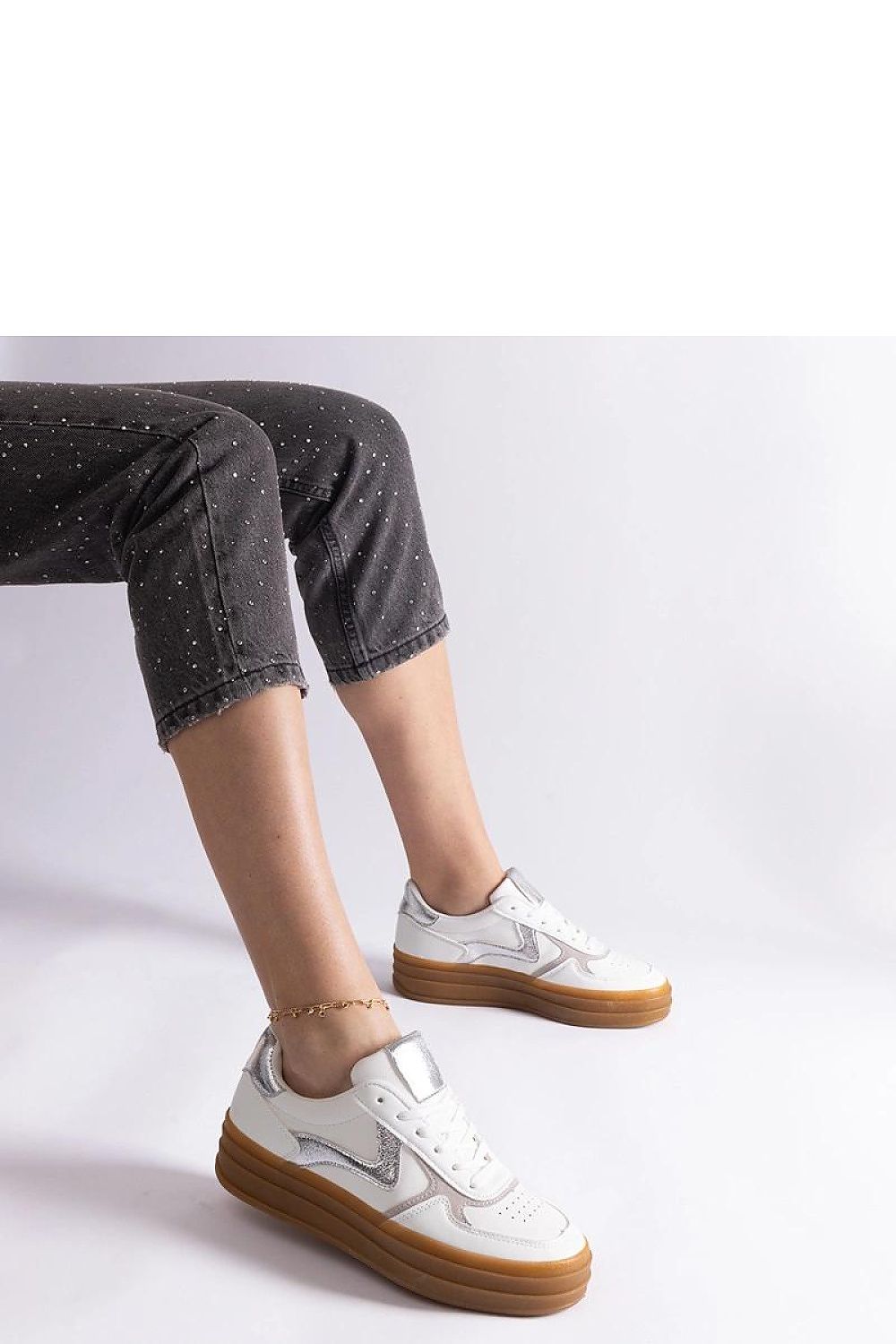 grey lace sneakers detail view