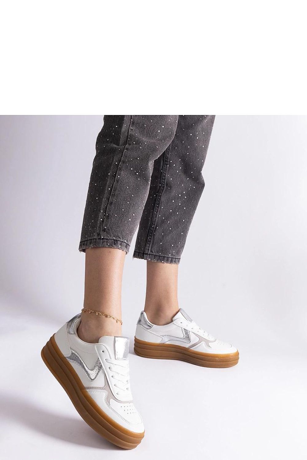 grey lace sneakers back view