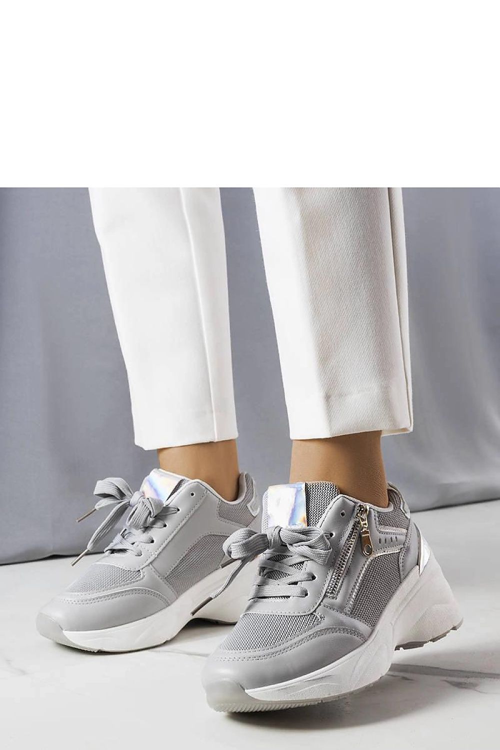 beige lace sneakers back view