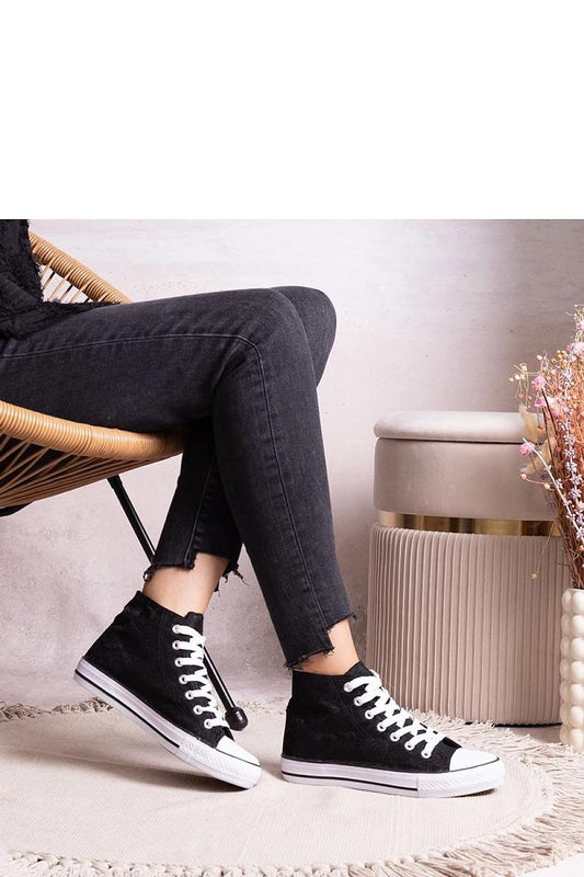 black lace sneakers front view