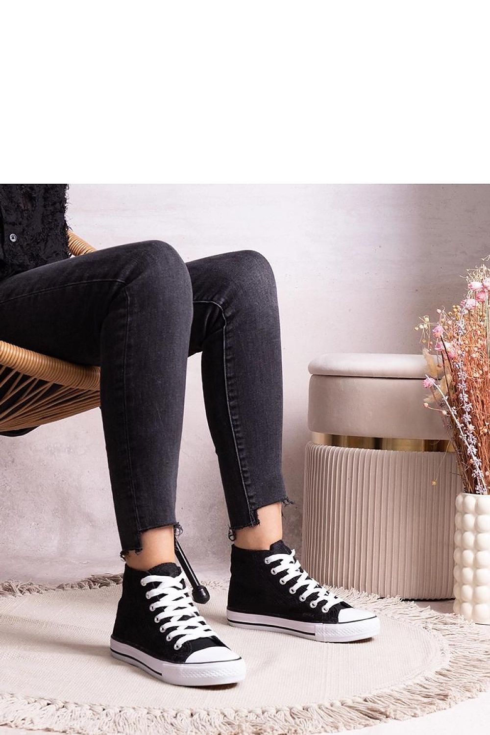 black lace sneakers side view
