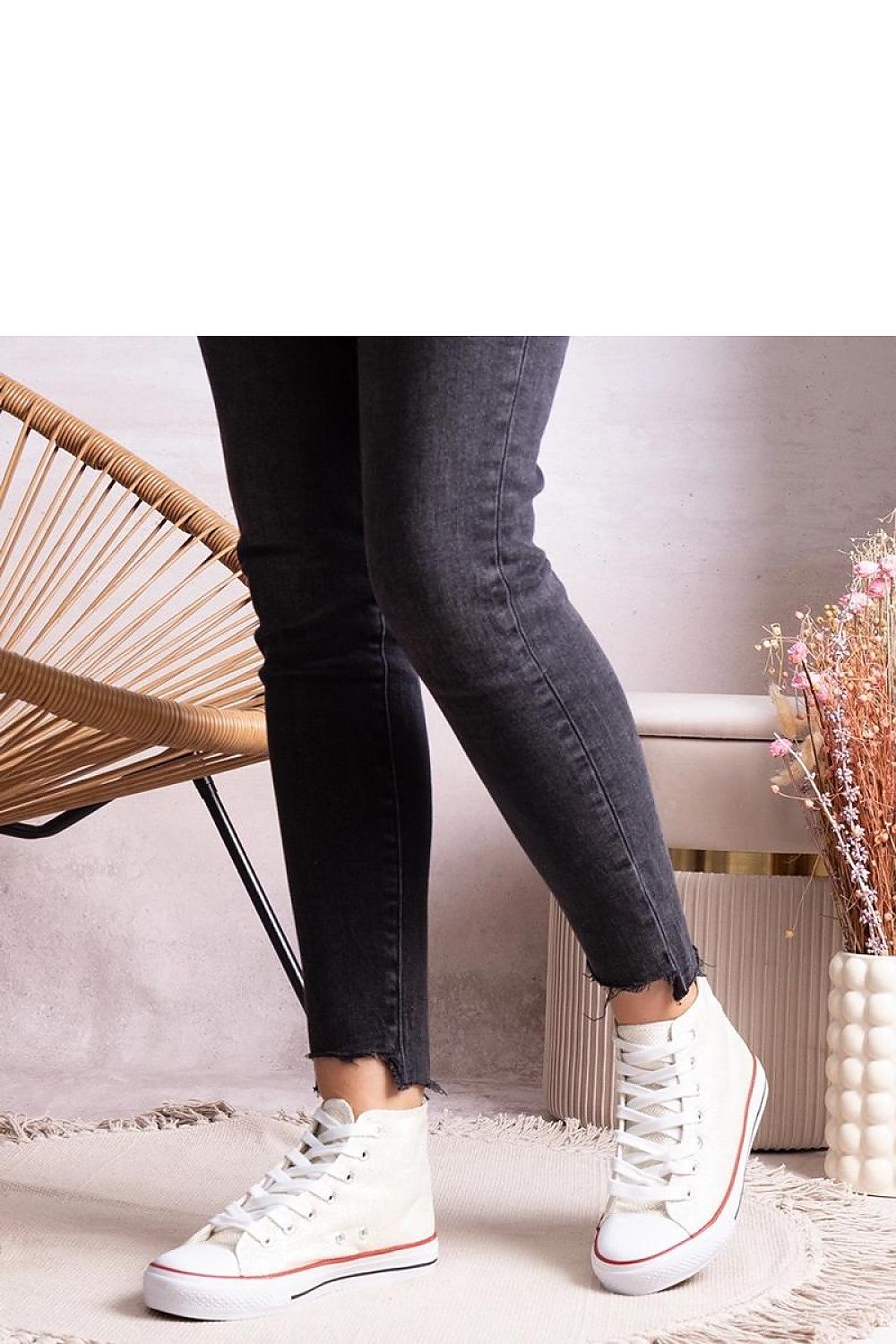 white lace sneakers front view