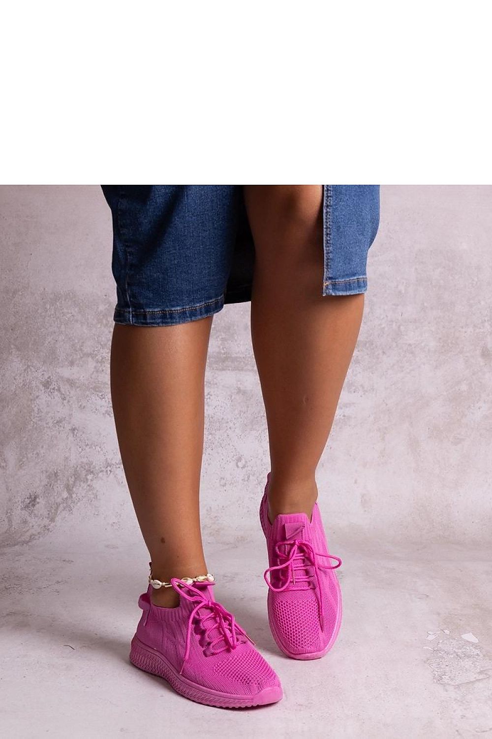 pink lace sneakers front view