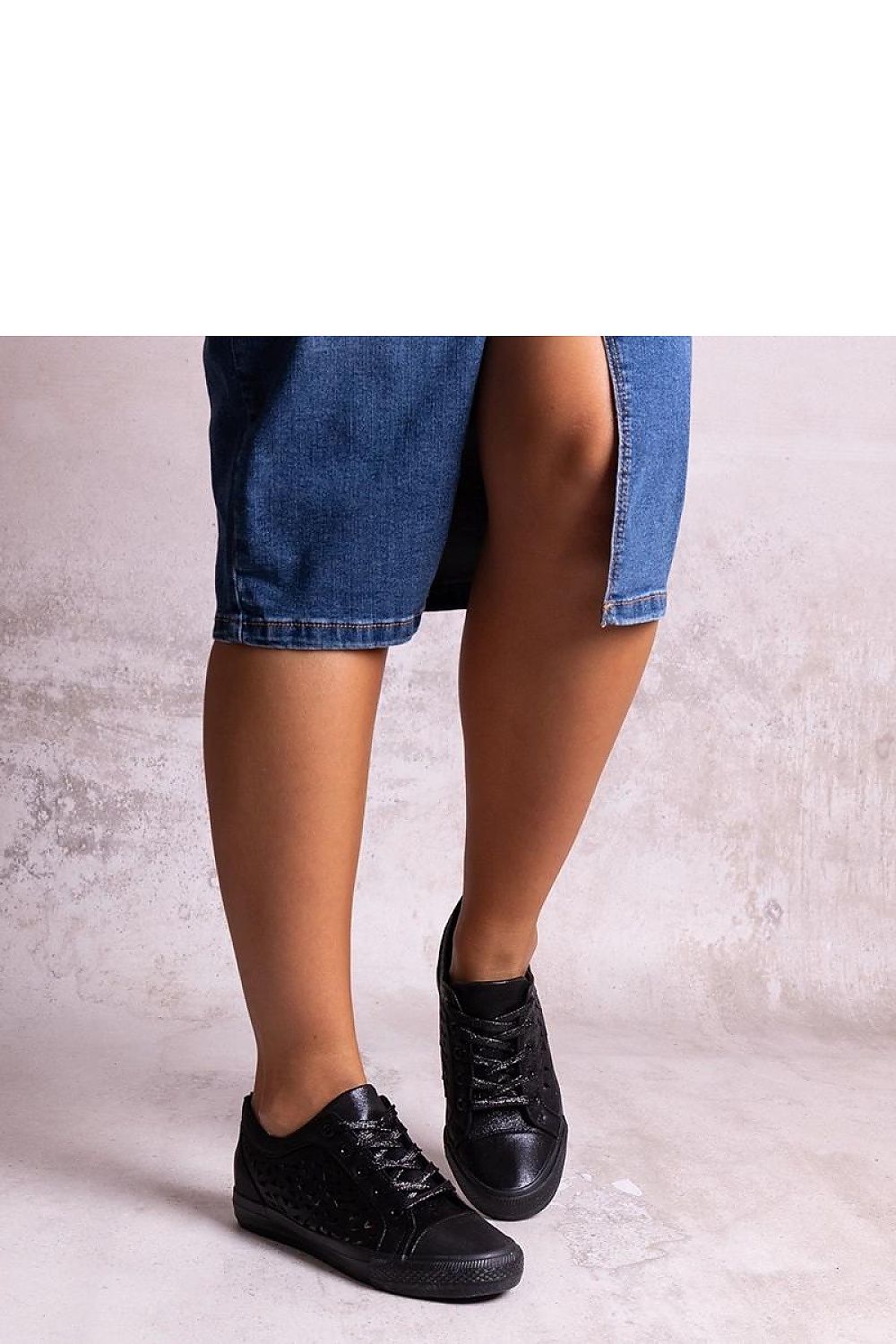 black lace sneakers front view