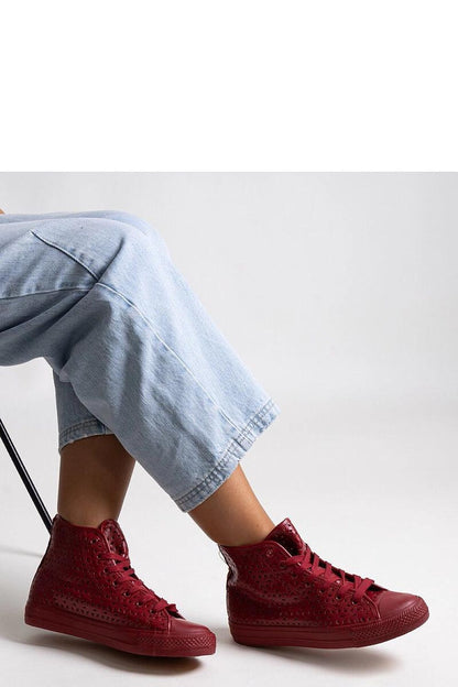 red lace sneakers front view