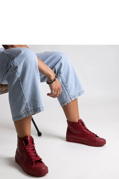 red lace sneakers detail view