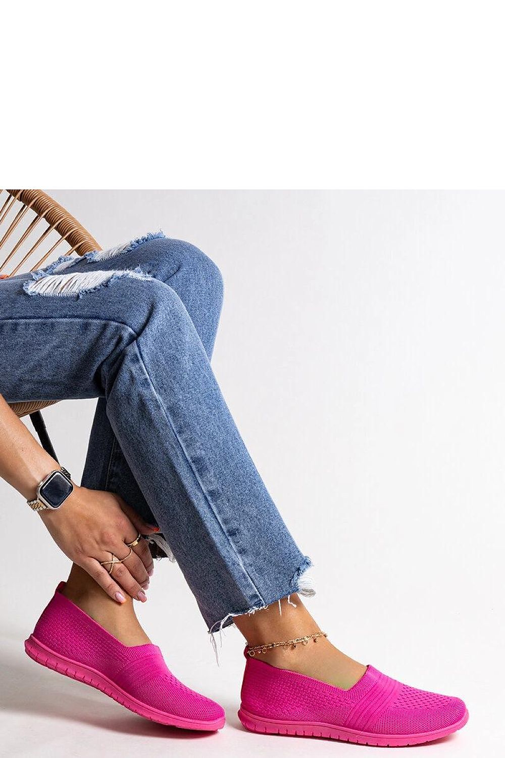 pink sneakers front view