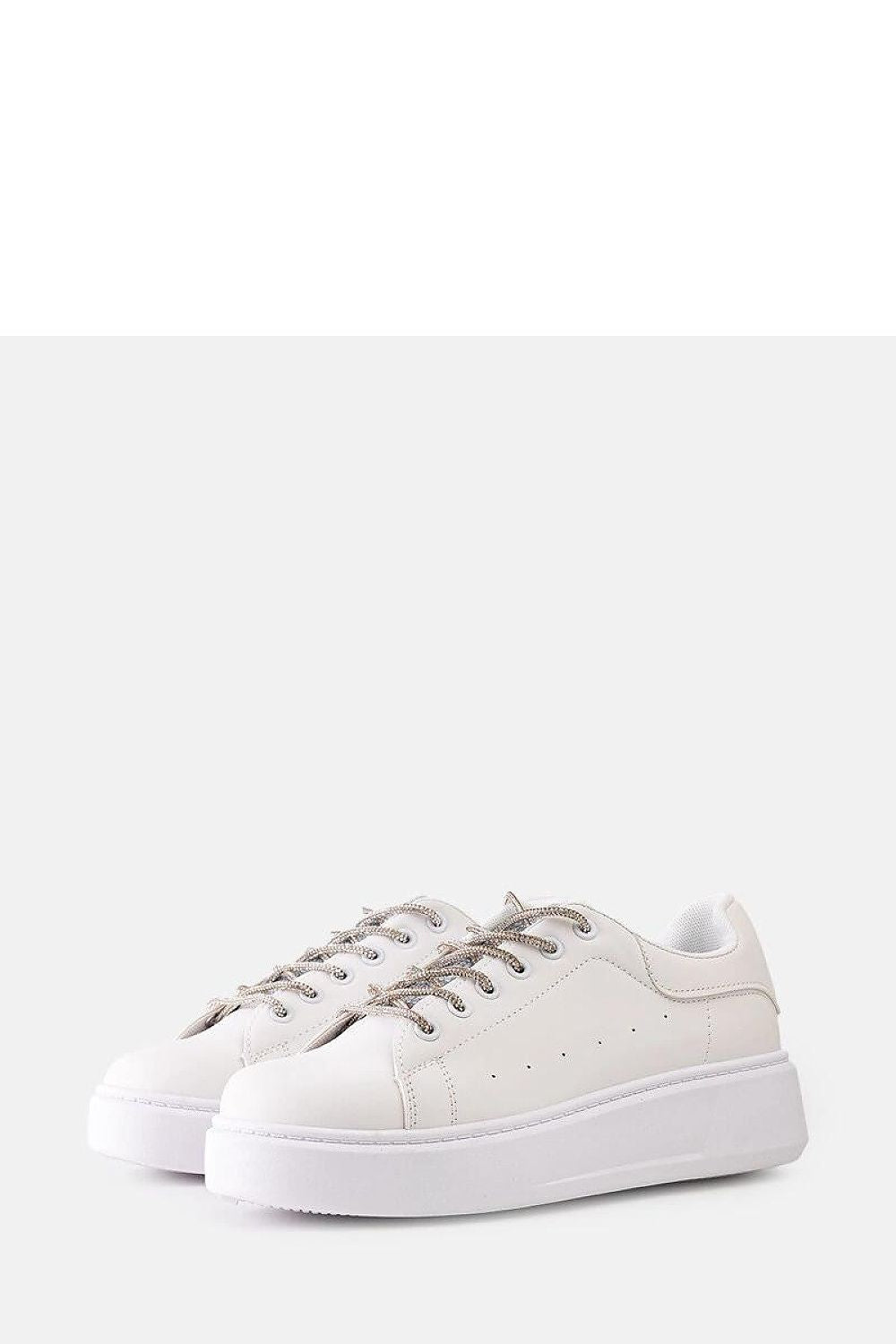 white lace sneakers front view