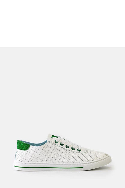 white lace sneakers front view