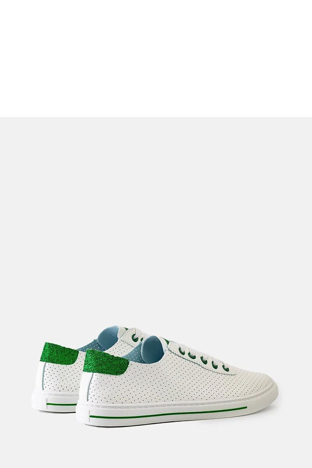white lace sneakers detail view