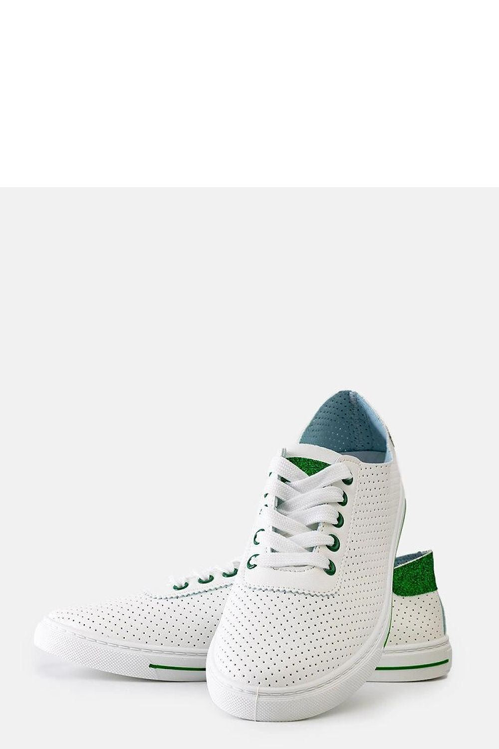 white lace sneakers back view