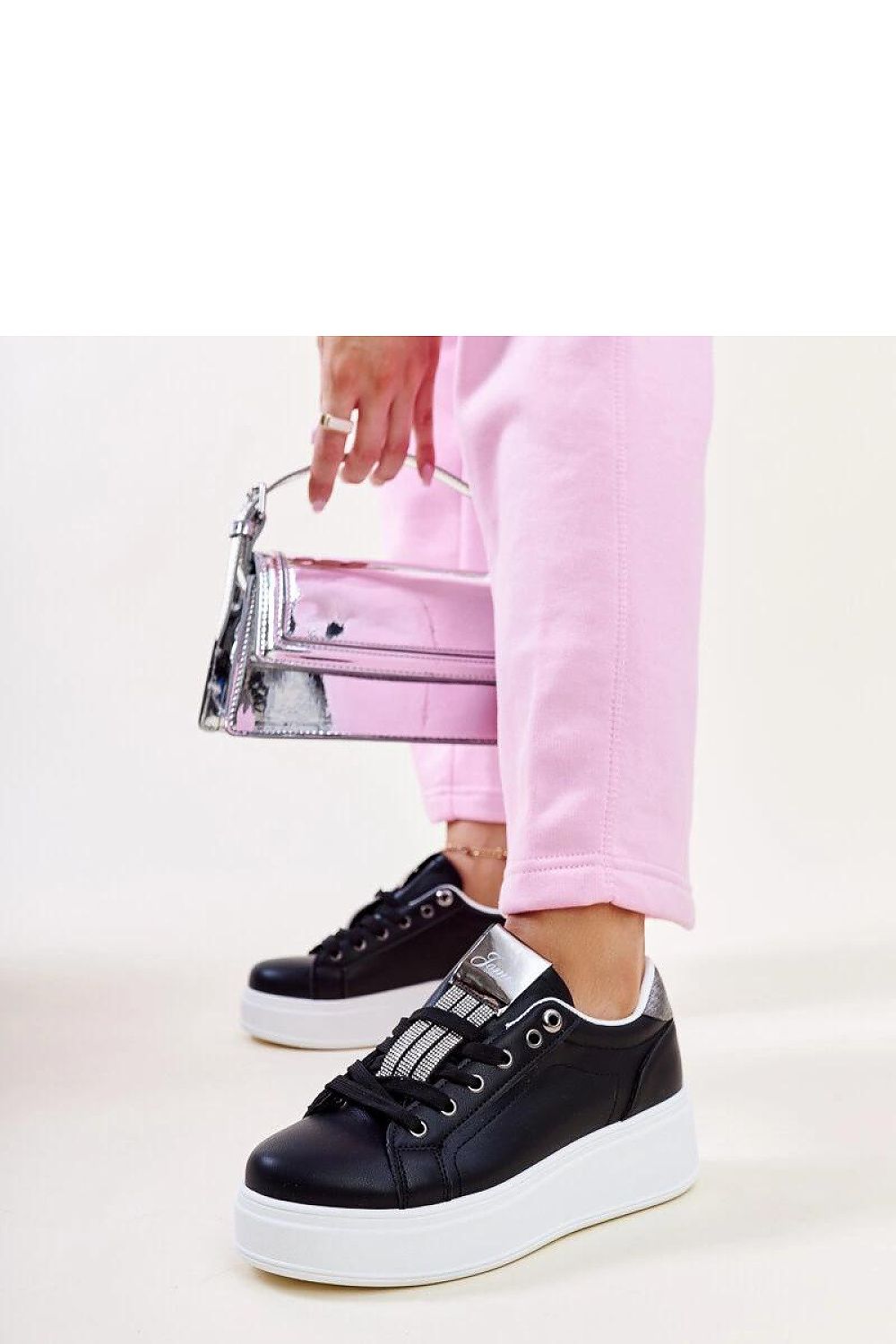 black lace sport shoes front view