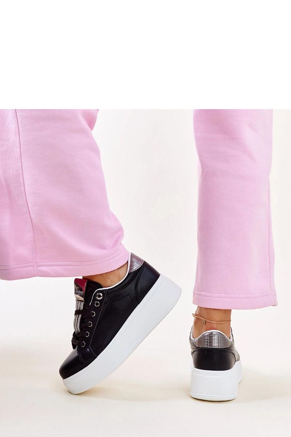 black lace sport shoes side view