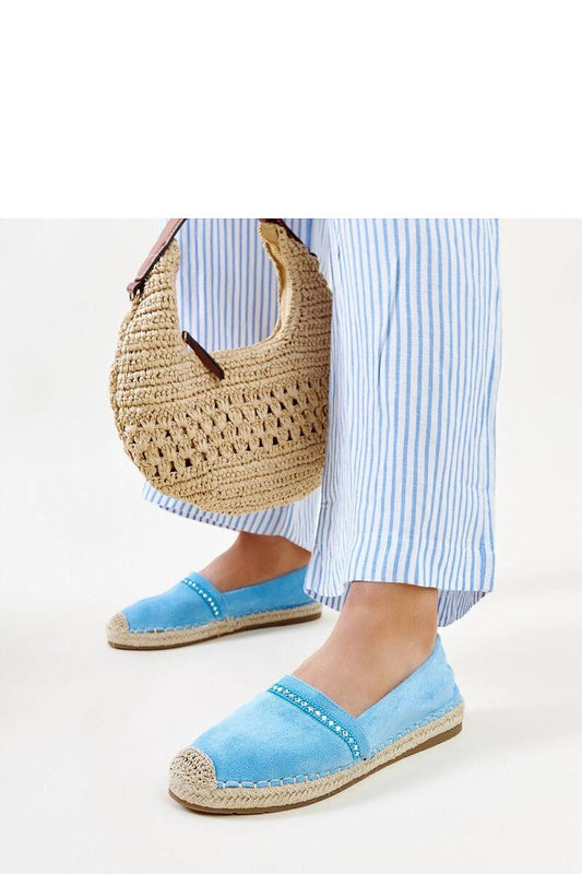 blue lace espadrille front view