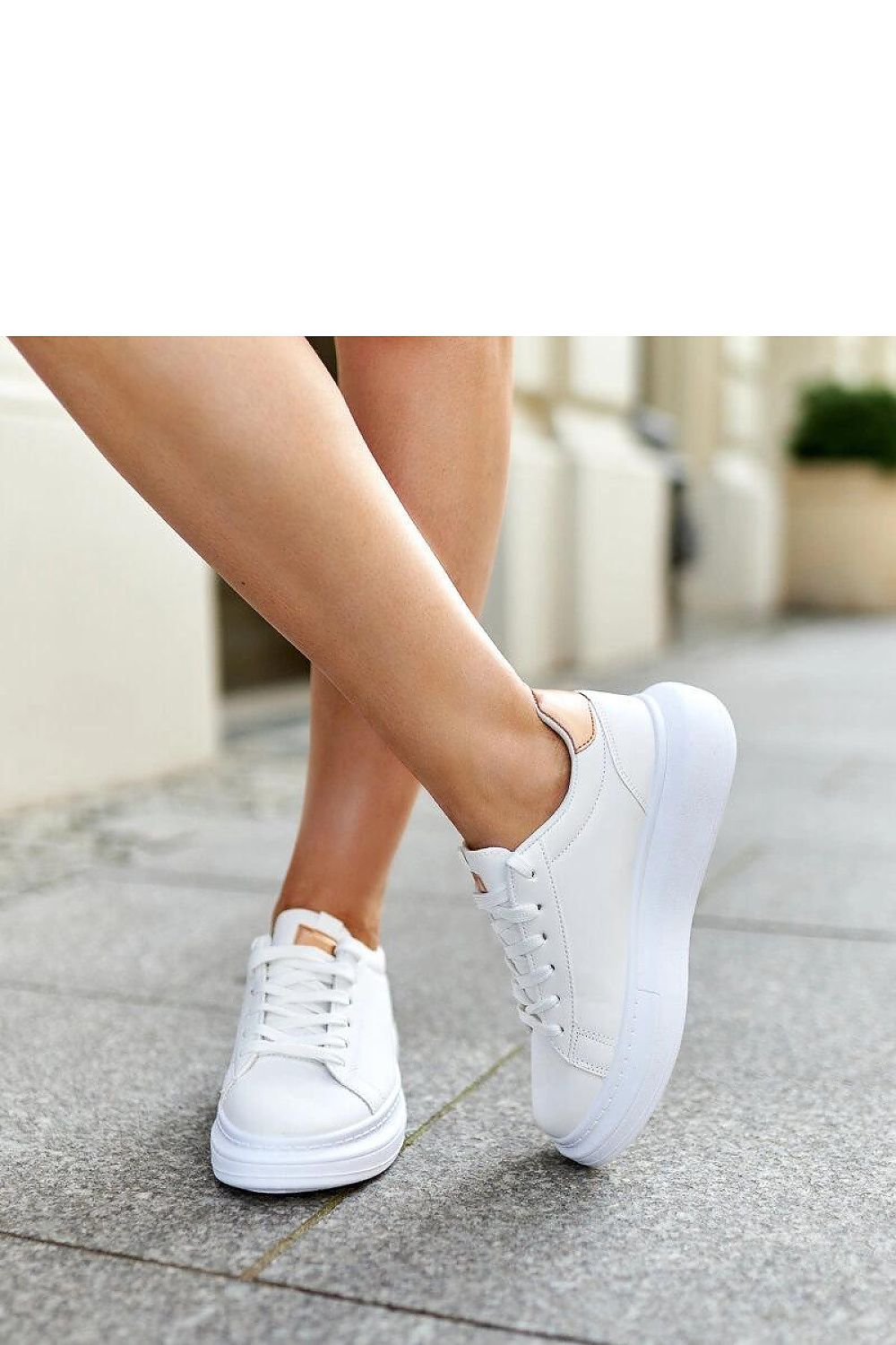 white lace sneakers back view