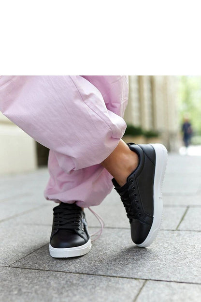 black lace sneakers detail view