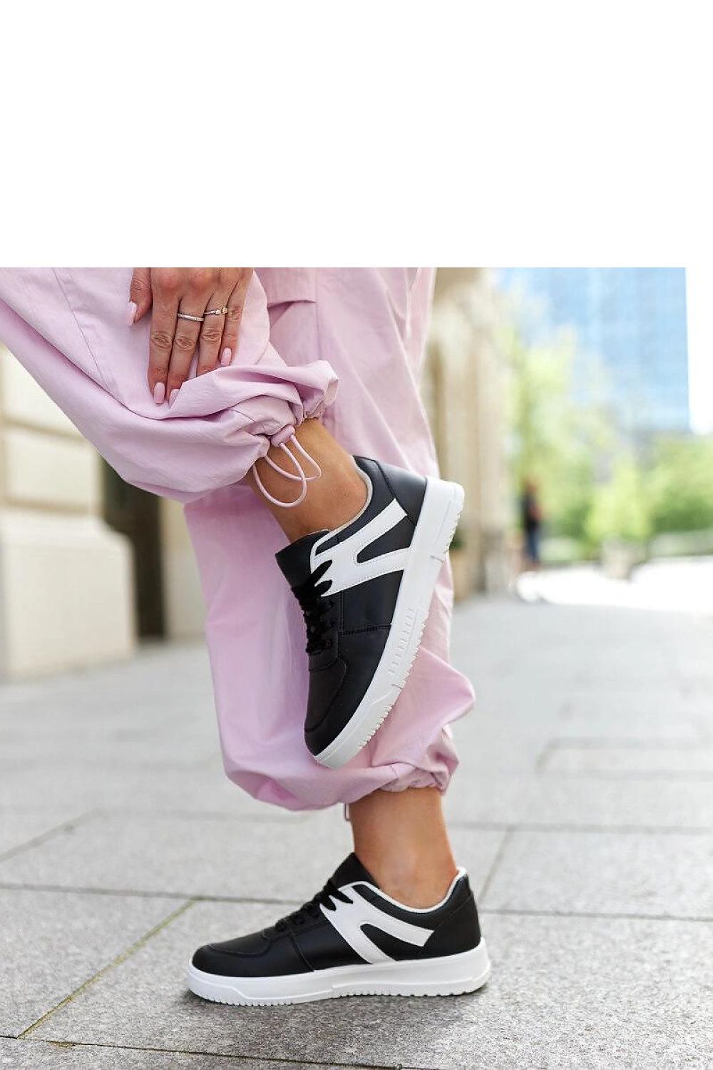 black lace sneakers back view