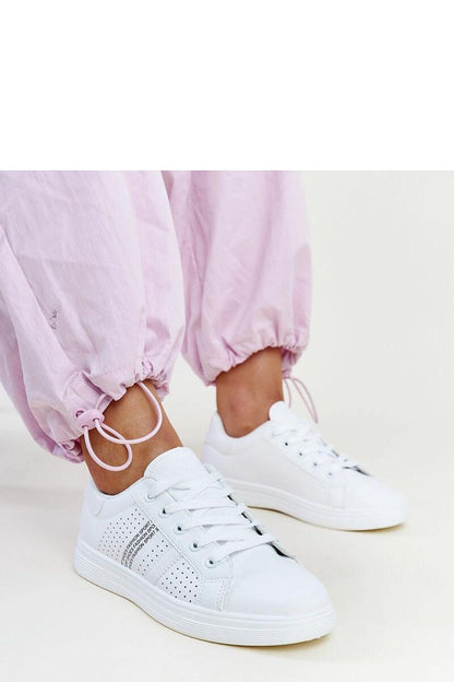 white lace sneakers front view