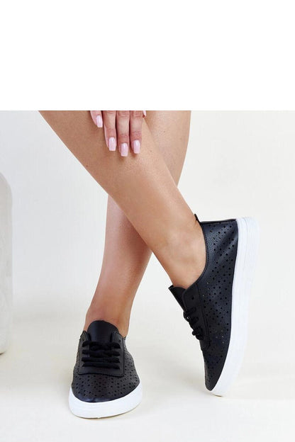 black lace sneakers detail view