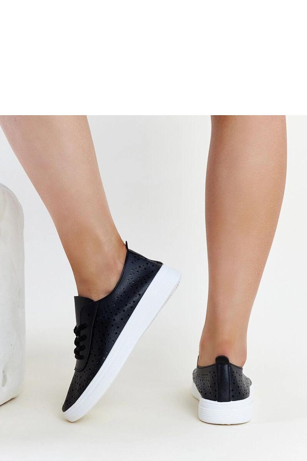 black lace sneakers back view