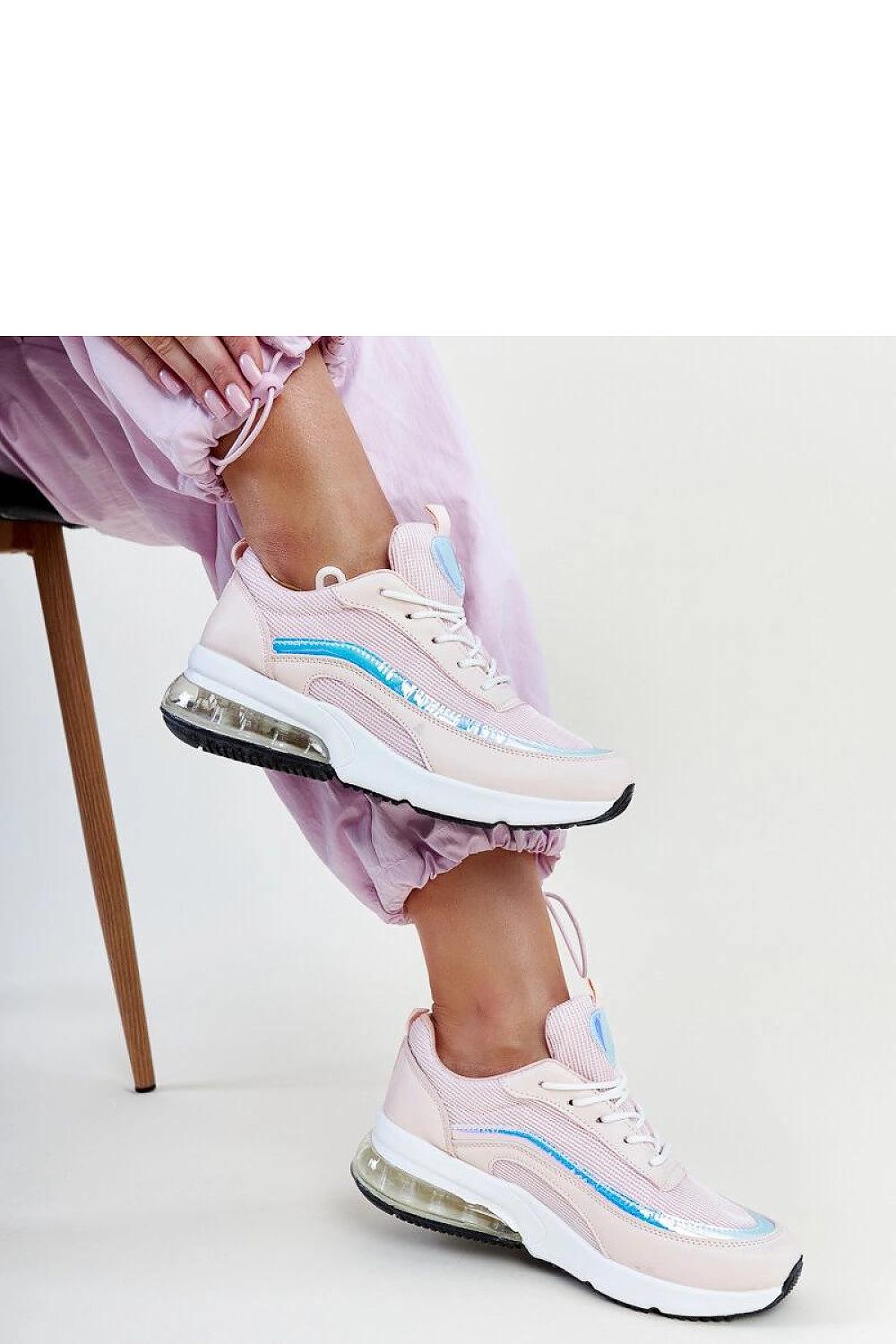 pink lace sneakers back view