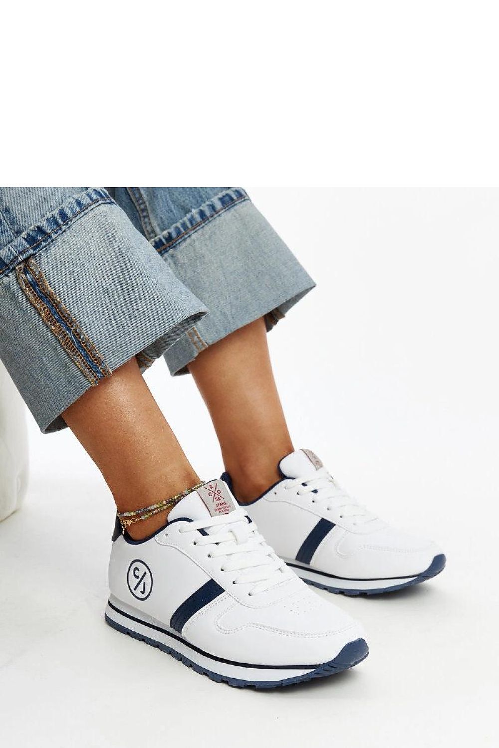 white lace sneakers front view