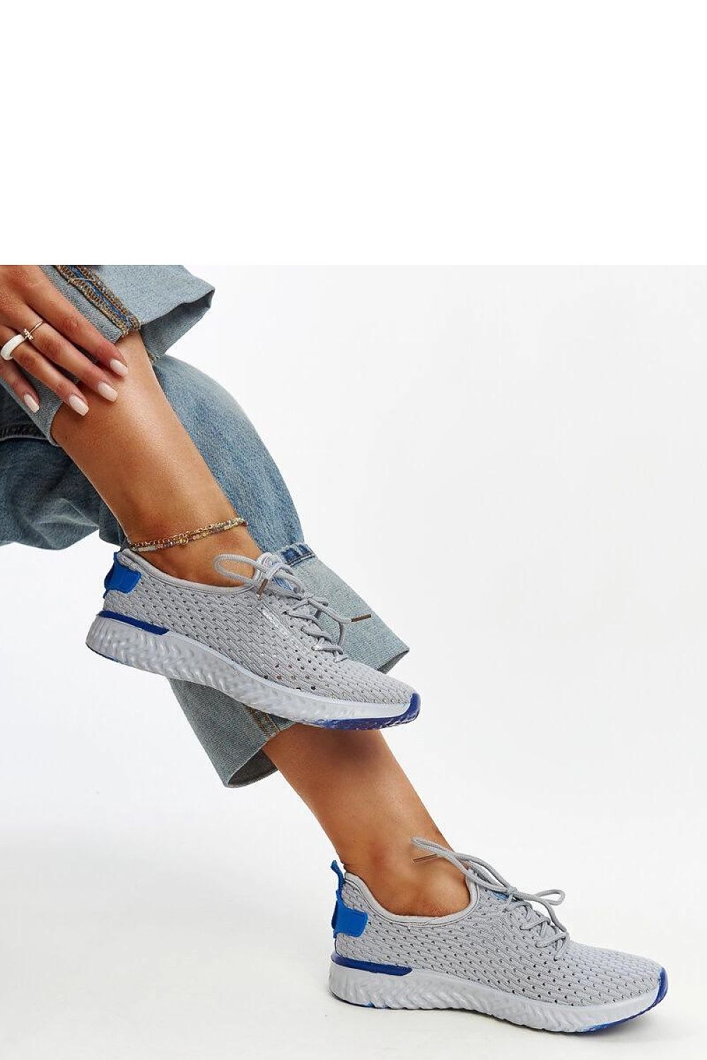 grey lace sneakers front view