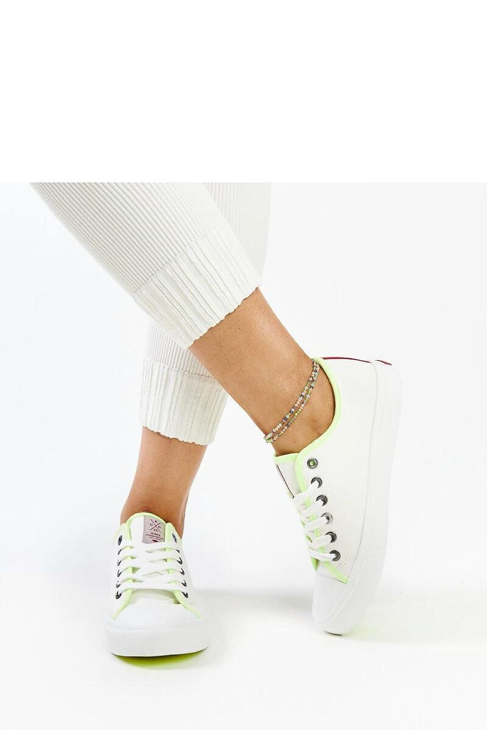 white lace sneakers back view