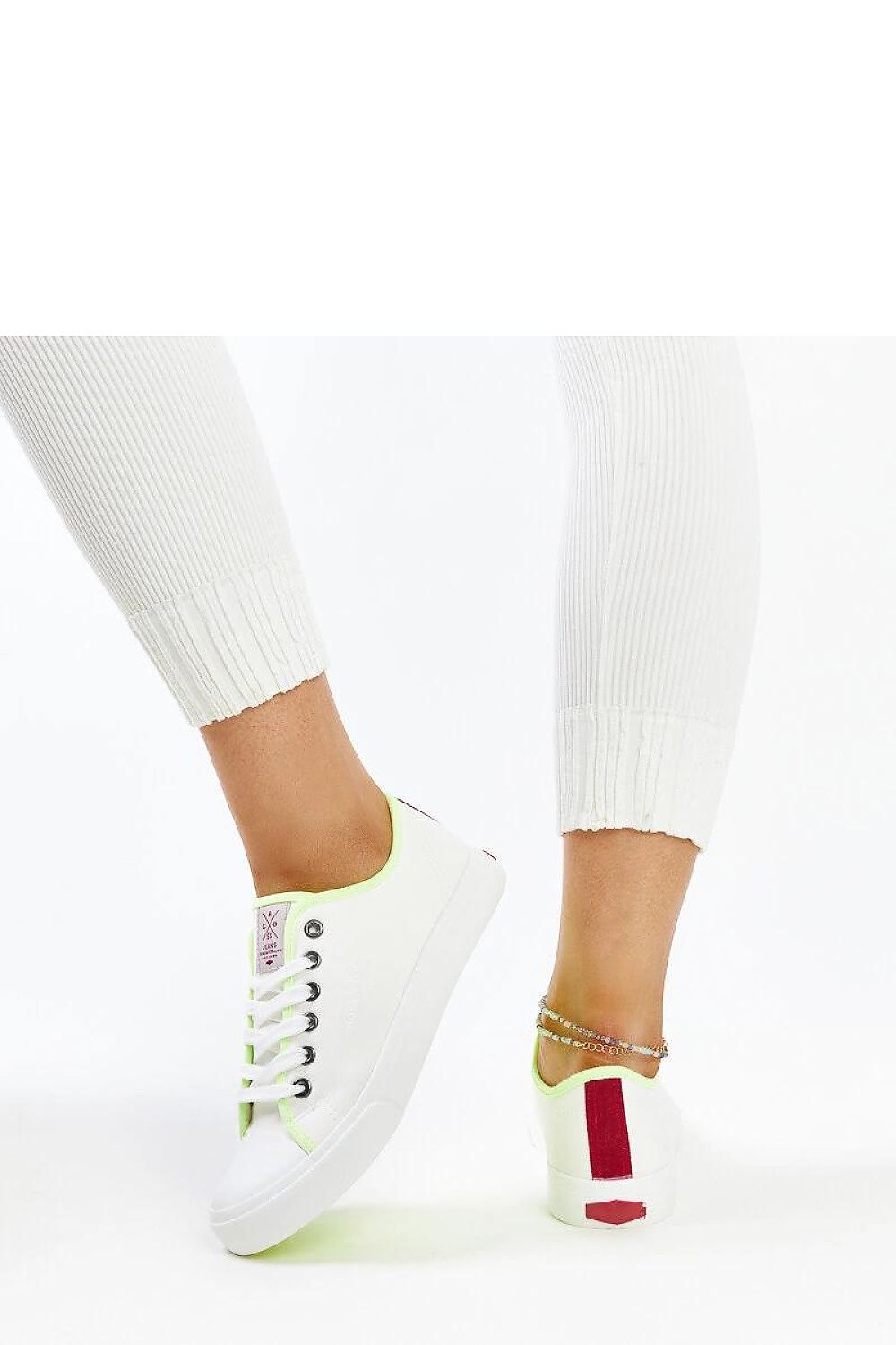 white lace sneakers side view