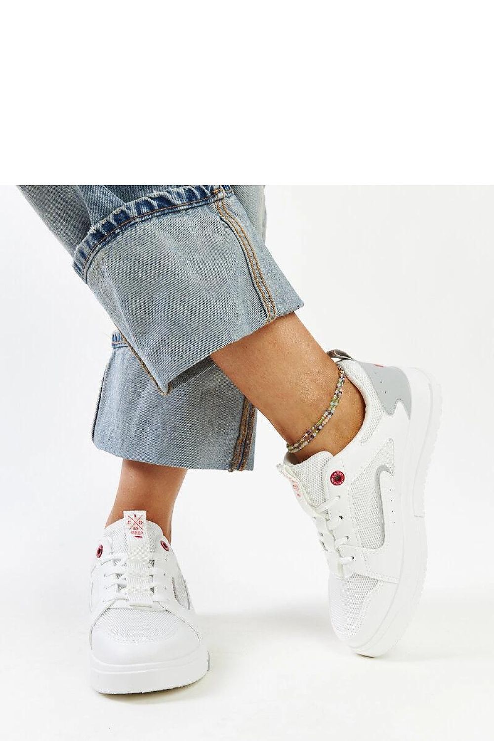 white lace sneakers back view