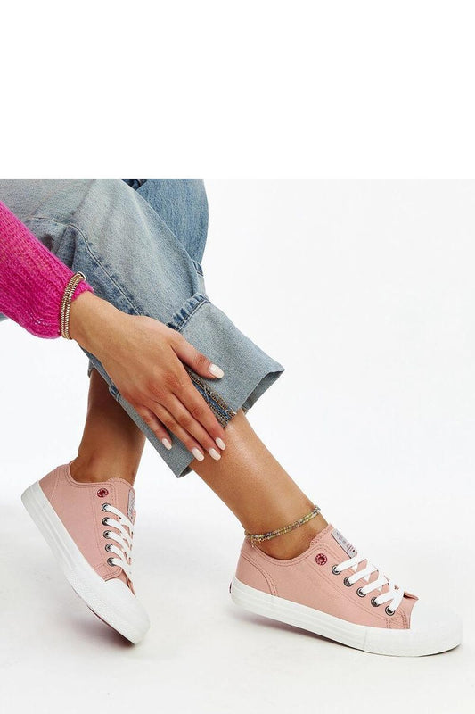 pink lace sneakers front view