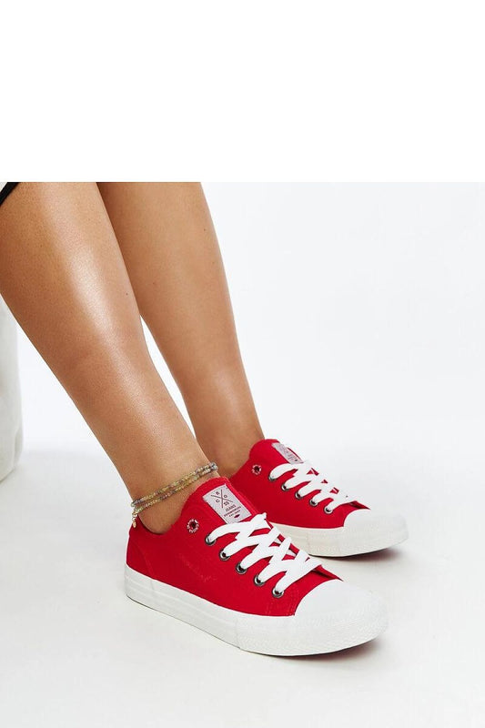 red lace sneakers front view