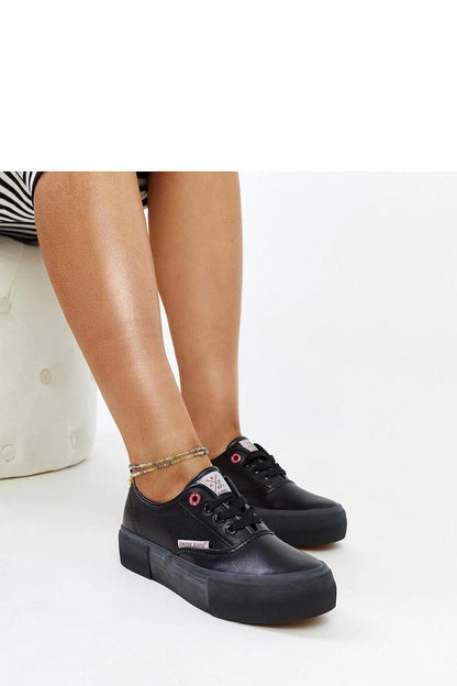 black lace sneakers front view