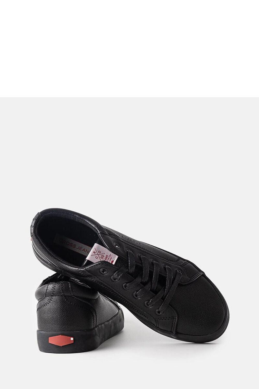 black lace sneakers detail view