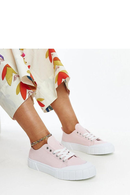 pink lace sneakers front view