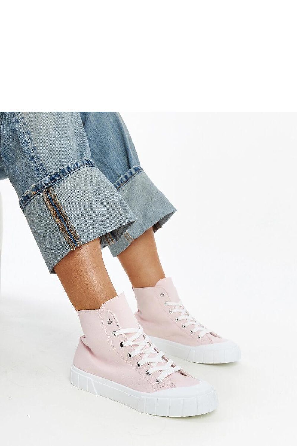 pink lace sneakers front view