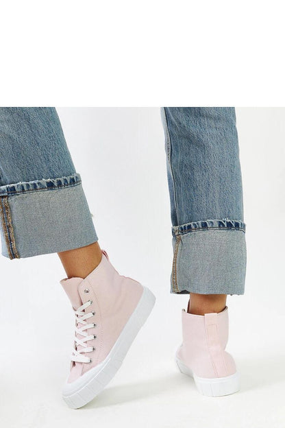 pink lace sneakers back view