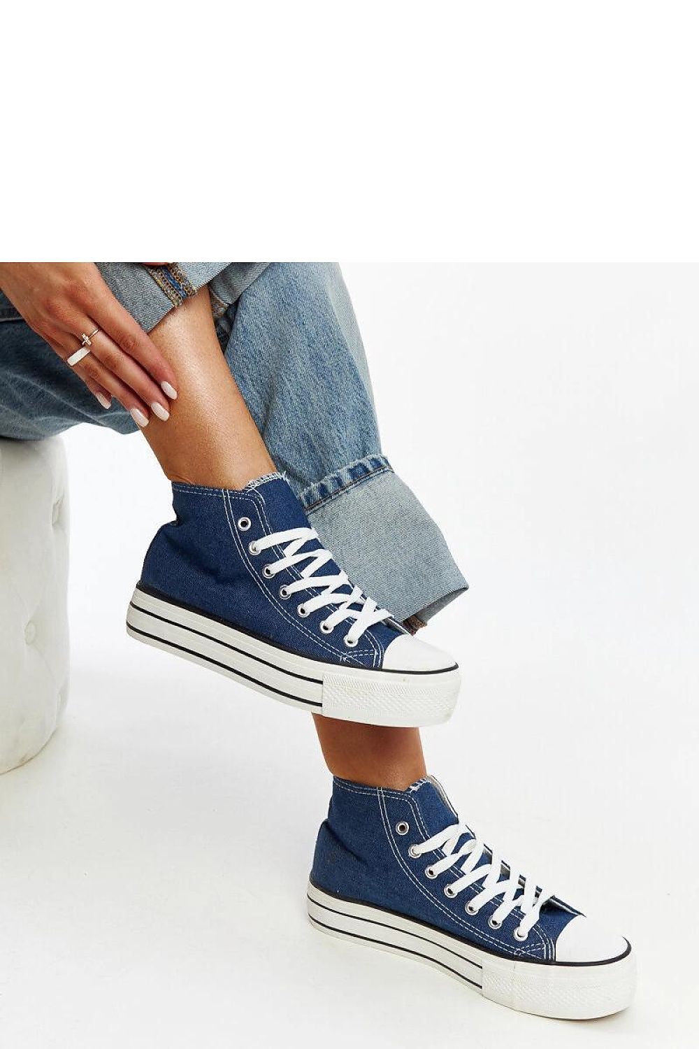 blue lace maxi sneakers front view