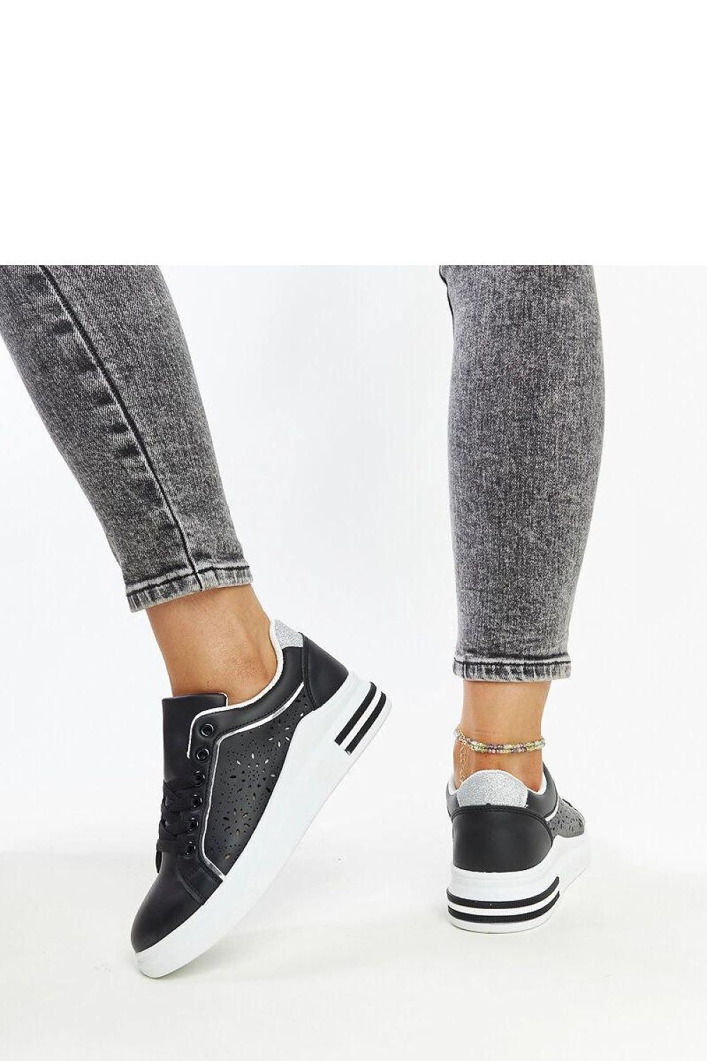 black lace sneakers side view