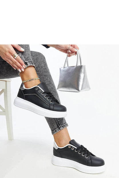 black lace sneakers detail view