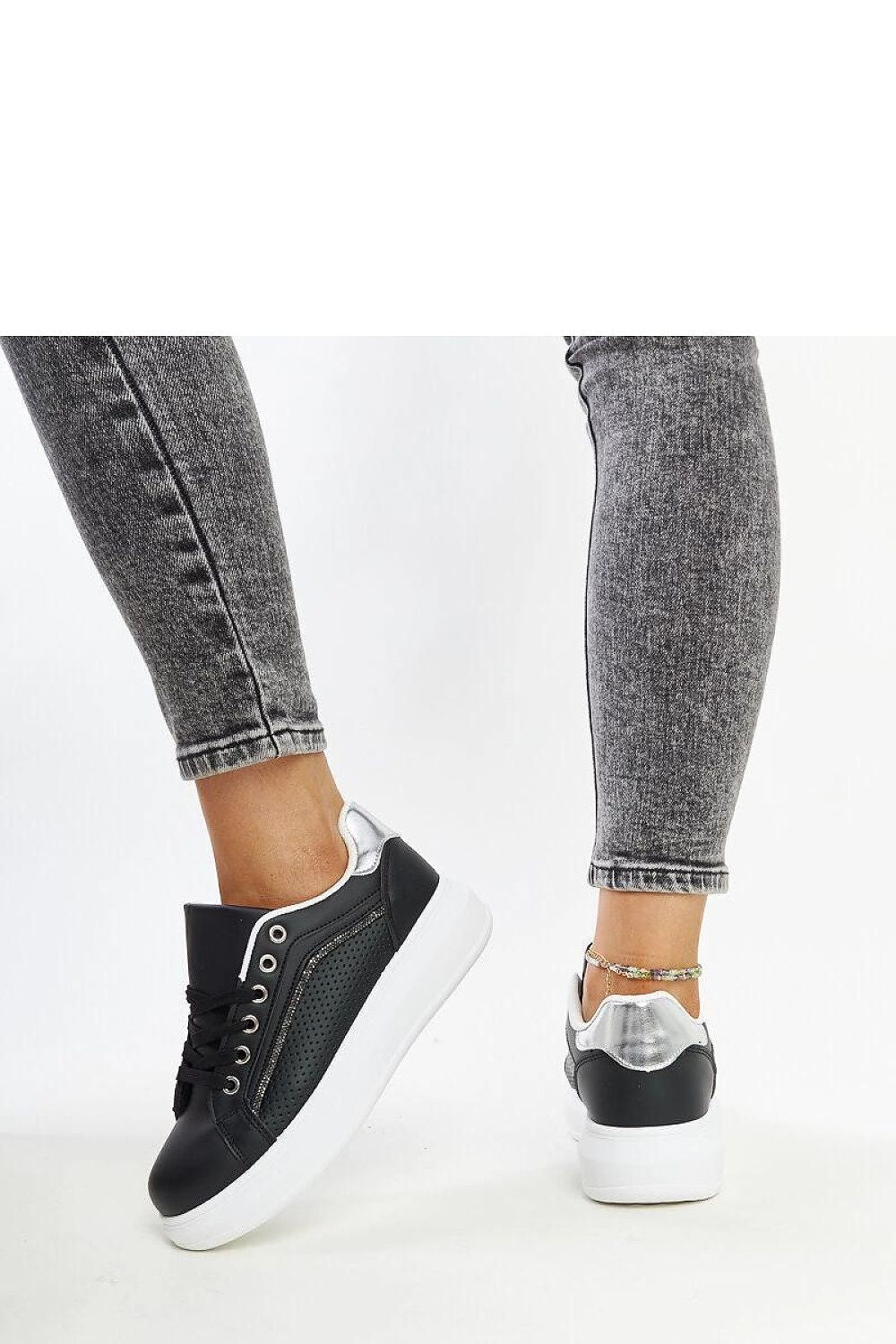 black lace sneakers side view