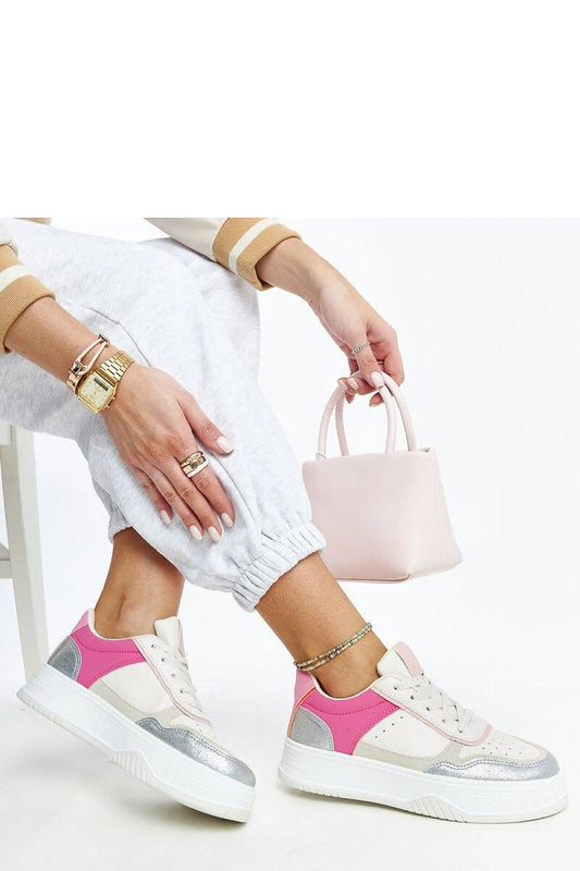 pink lace sneakers front view