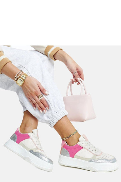 pink lace sneakers side view
