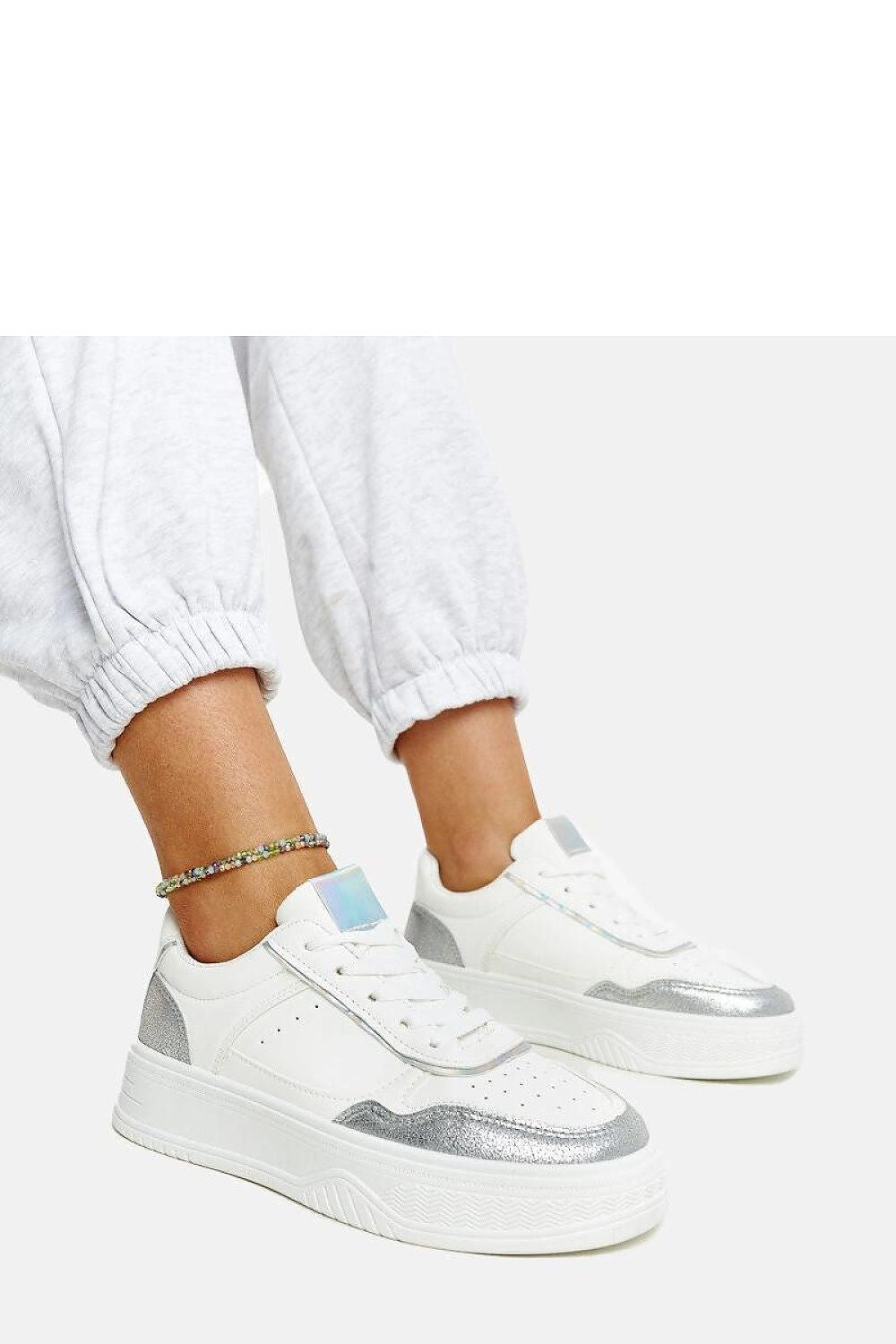 white lace sneakers back view
