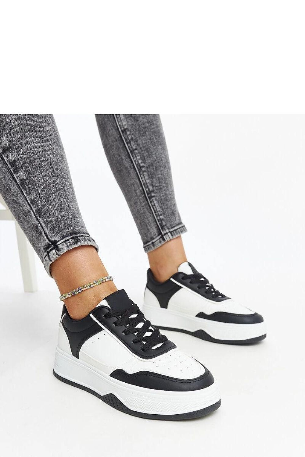 white lace sneakers front view