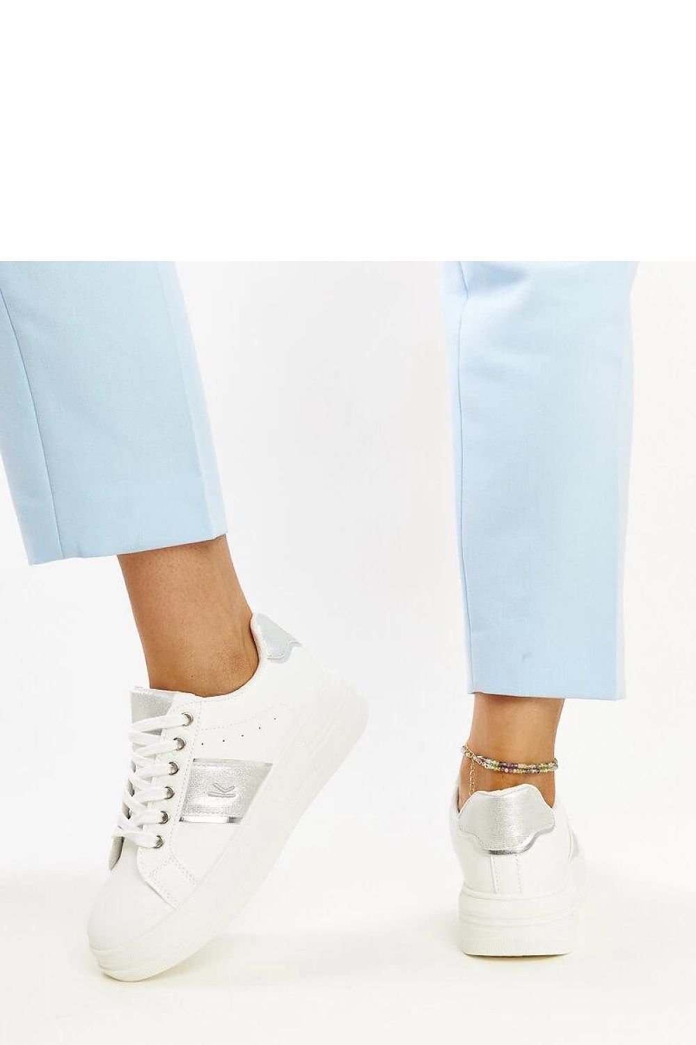 white lace sneakers back view