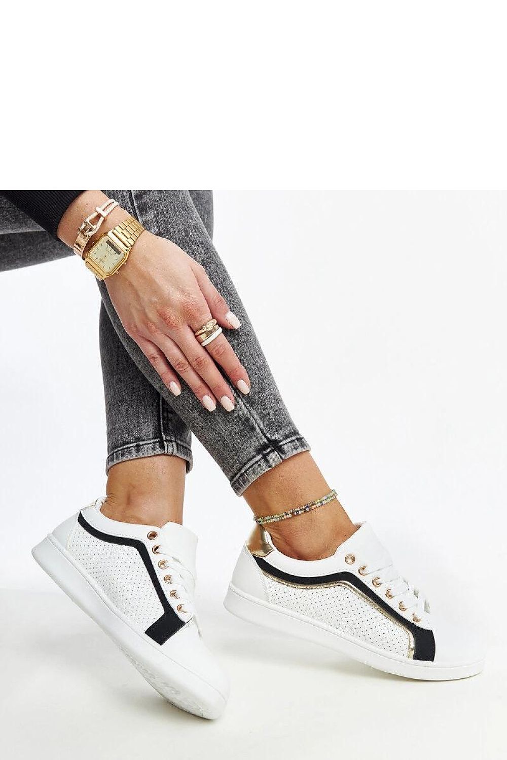 white lace sneakers side view